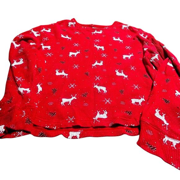 ellemenno Festive Red Thermal Shirt with Reindeer Design - Picture 1 of 3